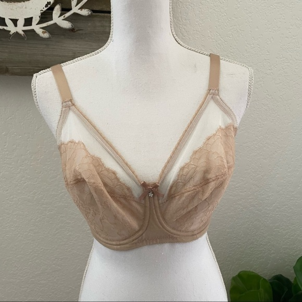 Wacoal 855186 Retro Chic‎ lace underwire bra beige 32DDD